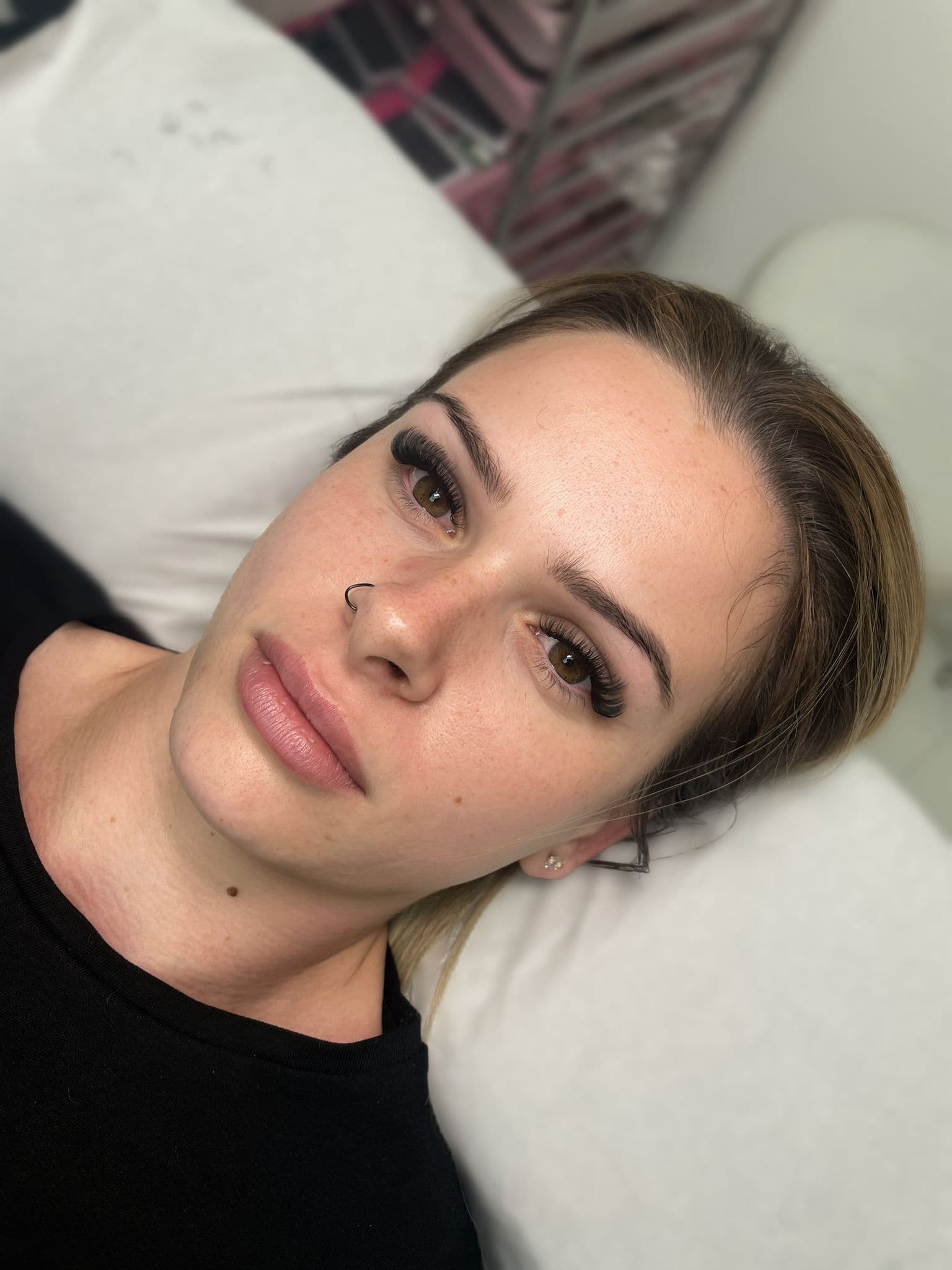 Russian volume lashes Wallsend - dense dark set on brown eyes