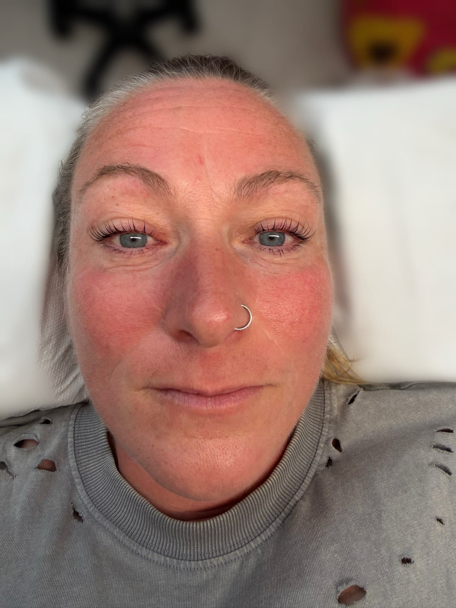 Korean lash lift Wallsend - natural lifted curl on blue eyes